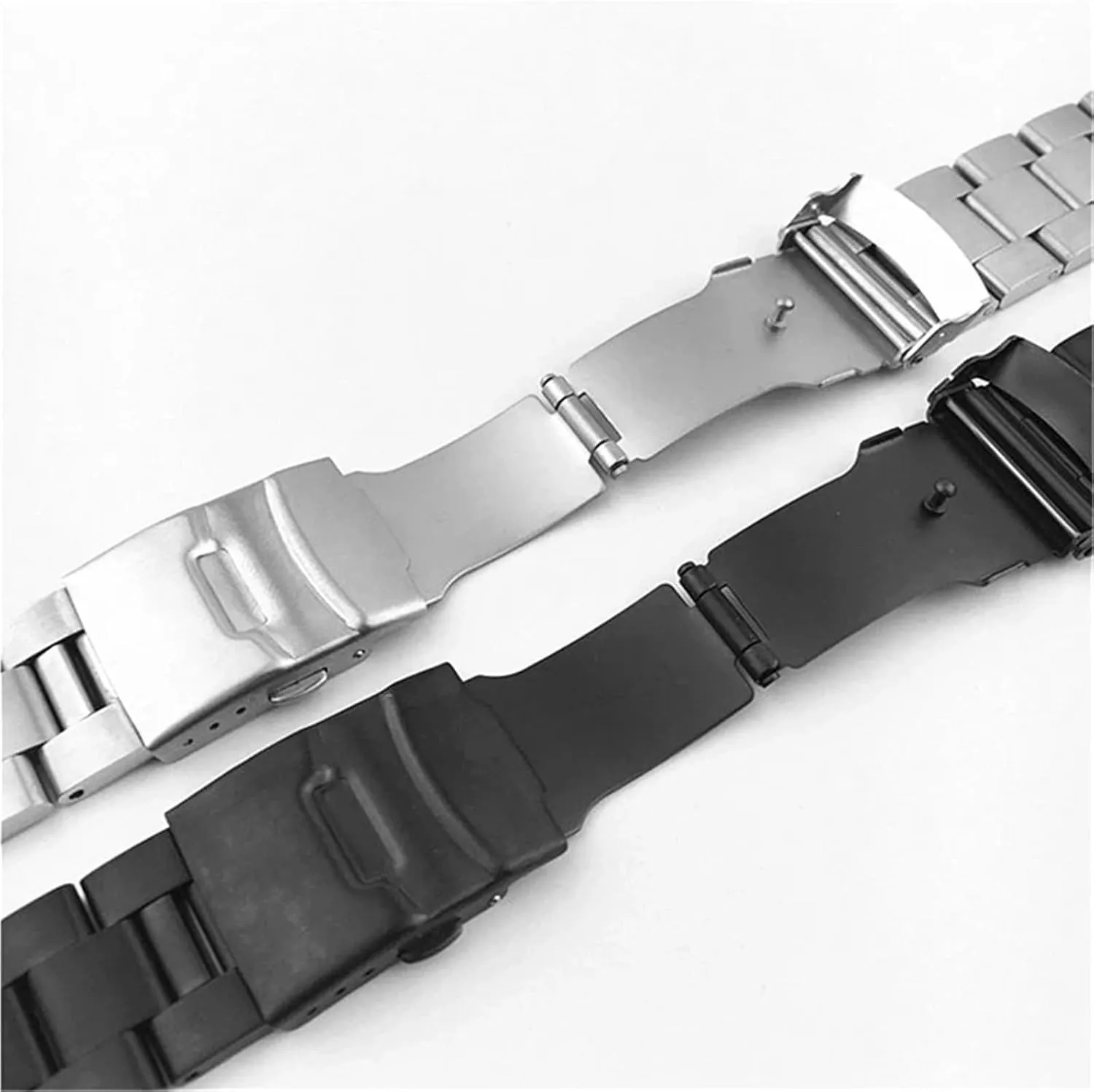 Premium Stainless Steel Watch Band With Curved Ends Bracelet For Men Women Silver Black Matte Durable