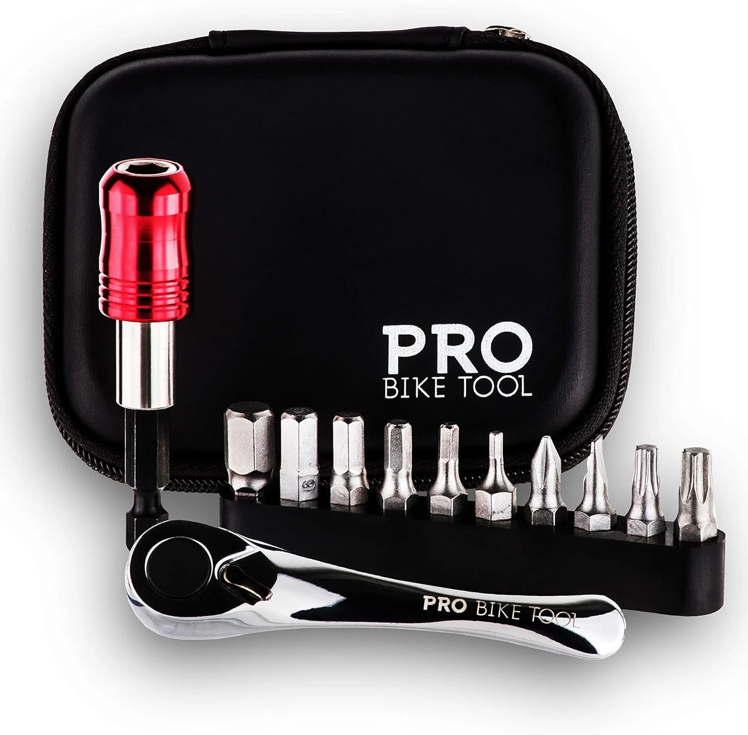 Pro Bike Tool Mini Ratchet Tool Set - Multitool Repair Kit for Road & Mountain Bikes - Bike Accessories - Versatile EDC Tool Box for Your Road Bicycle or Mountain Bike, Home or Work - Hard Case Pouch