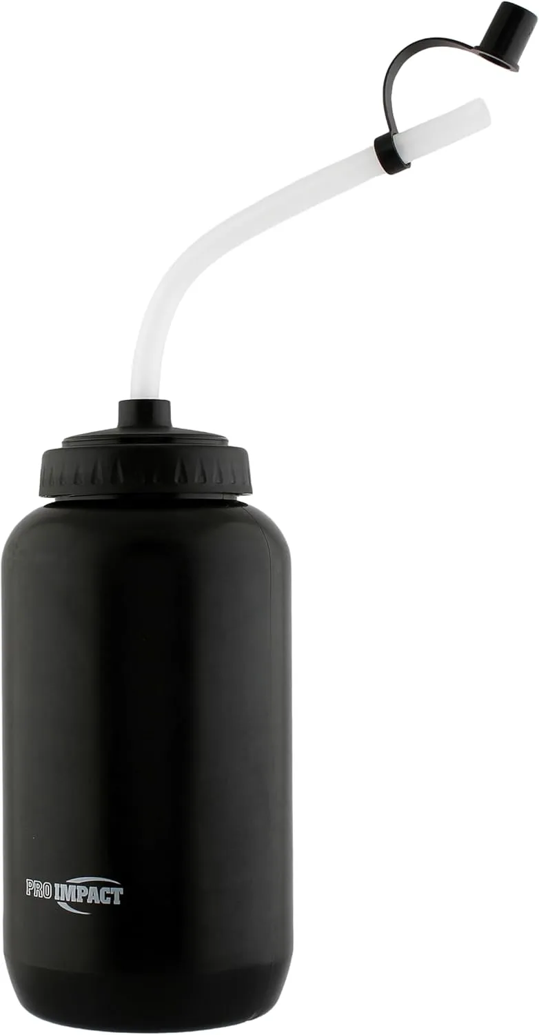 Pro Impact Squeezable Water Bottle Bendable Long Straw - LDPE BPA Free Plastic - Hydration for Baseball Hockey Gym MMA Yoga Boxing Cycling Softball Football Lacrosse (35.5 Oz.)