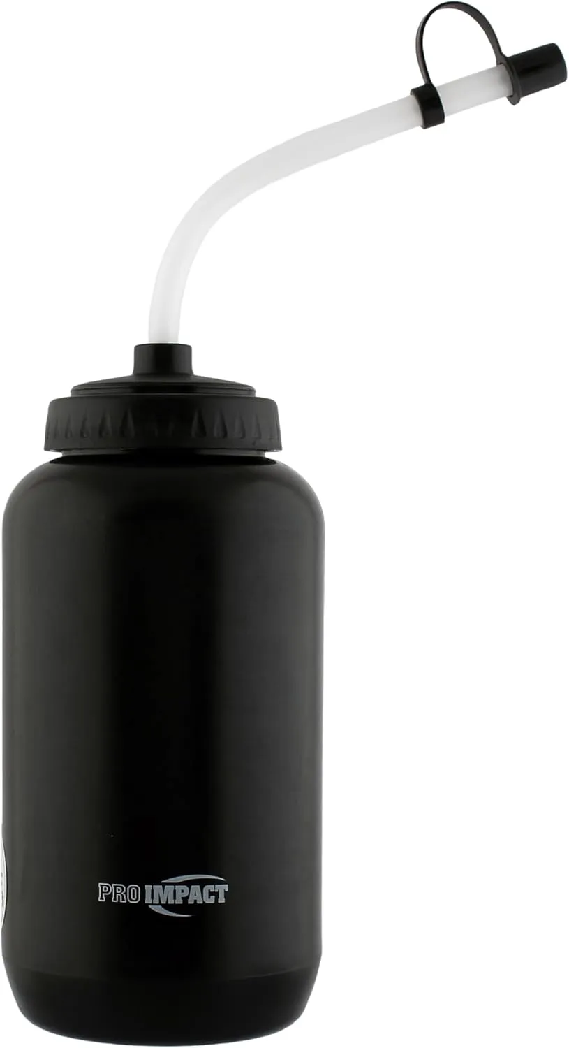 Pro Impact Squeezable Water Bottle Bendable Long Straw - LDPE BPA Free Plastic - Hydration for Baseball Hockey Gym MMA Yoga Boxing Cycling Softball Football Lacrosse (35.5 Oz.)