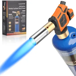 Propane Torch Head, Handy Cyclone Torch Head with Self Ignition,Trigger Start Nozzle Torch Fuel by Propane MAPP MAP PRO Gas Cylinder for Welding Soldering Brazing Glass Beads DIY