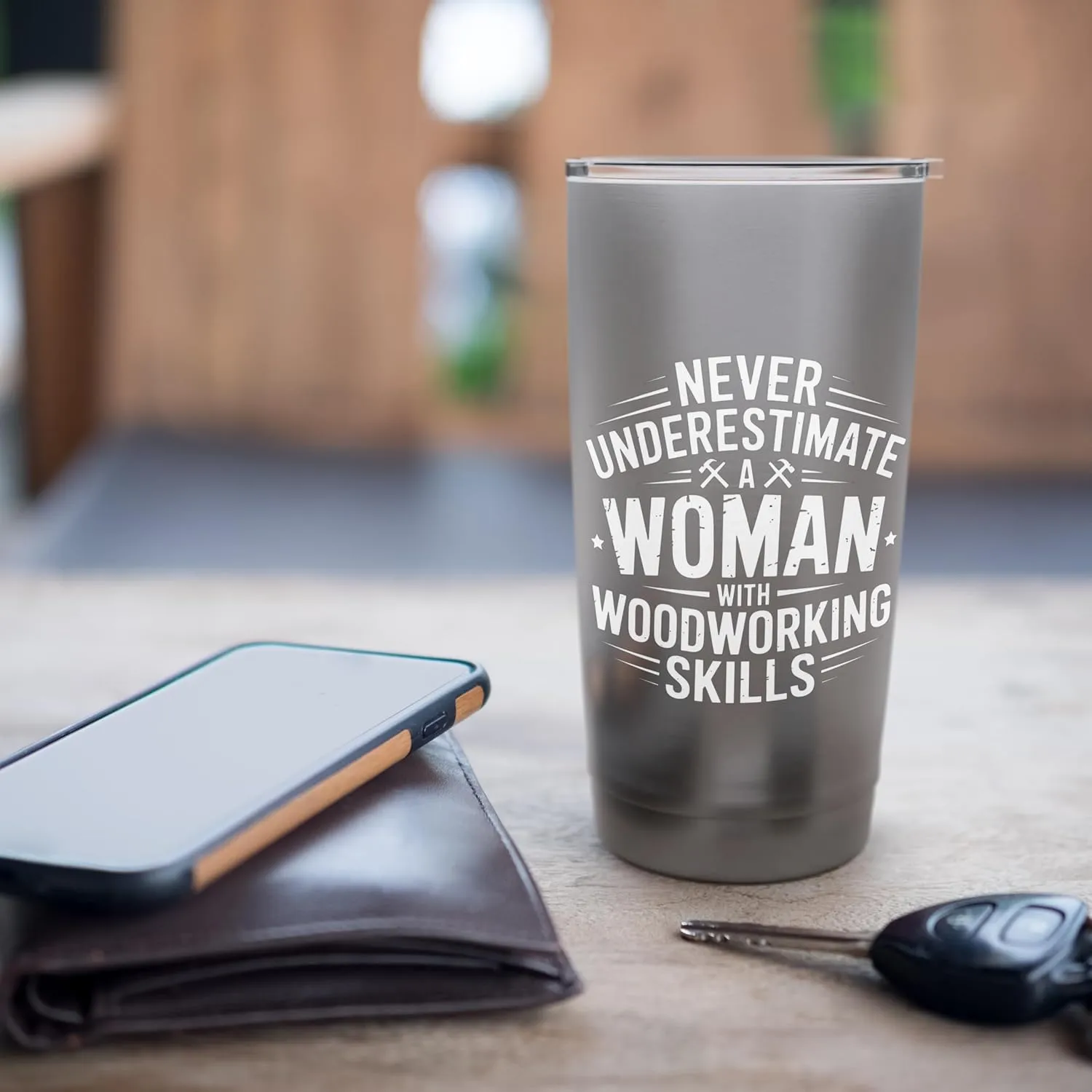 Proud Woodworker Woman Wood Carving Mom Woodworking Stainless Steel Insulated Tumbler