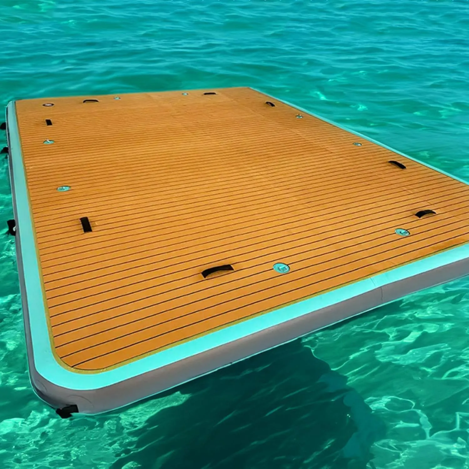 PVC Inflatable Water Floating Bed, Inflatable Floating Board with EVA Non-Slip Pad, Inflatable Floating Row Floating Platform Inflatable Pad