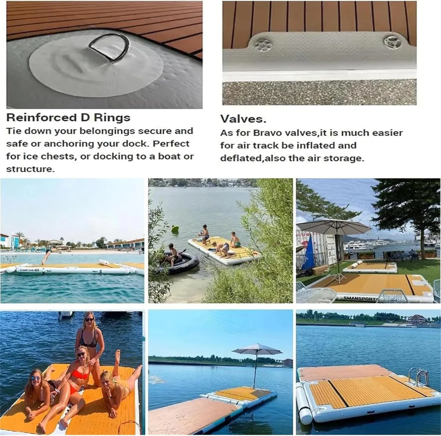 PVC Inflatable Water Floating Bed, Inflatable Floating Board with EVA Non-Slip Pad, Inflatable Floating Row Floating Platform Inflatable Pad