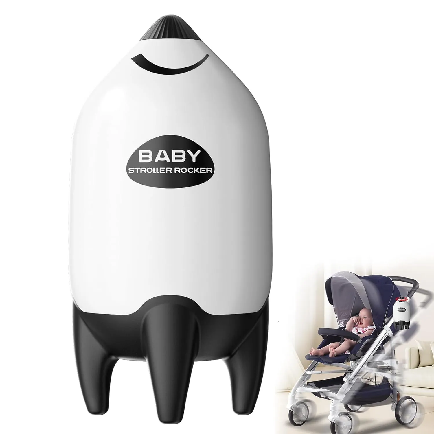 QNHMPW Baby Rocker, Portable Baby Bouncer Gently Rocks Any Stroller or Pram, Baby Vibrating Soother Adjustable Speed and USB Rechargeable, Baby Sleep Aid Newborn Essentials Must Haves Gifts