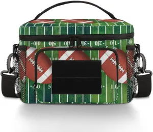 QsirBC Rugby Lawns Tactical Lunch Bag for Men Women Insulated Leakproof Lunch Box with Adjustable Shoulder Strap Thermal Cooler Meal Prep Container for Work Camping Picnic Travel Beach