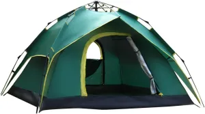Qtqgoitem Hiking Backpacking Double Layer Water Resistant Sun Shelter Foldable Instant Camping Tent 3-5 Person Army Green (Model: d6b eea fbd b25 c3c)