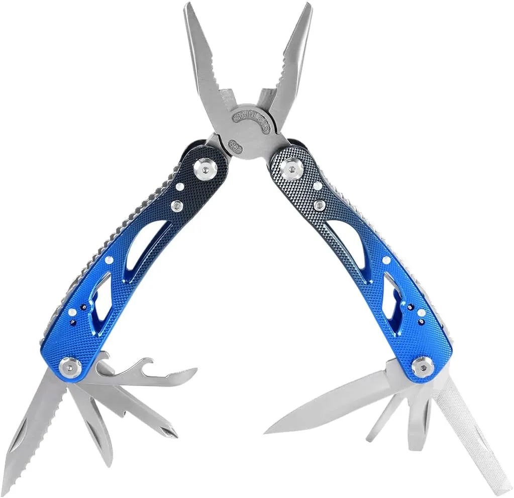 Qtqgoitem Multitool Folding Plier Camping Survival Portable Pocket Multi Tool Black/Blue (Model: 46d 724 98f 017 fb9)