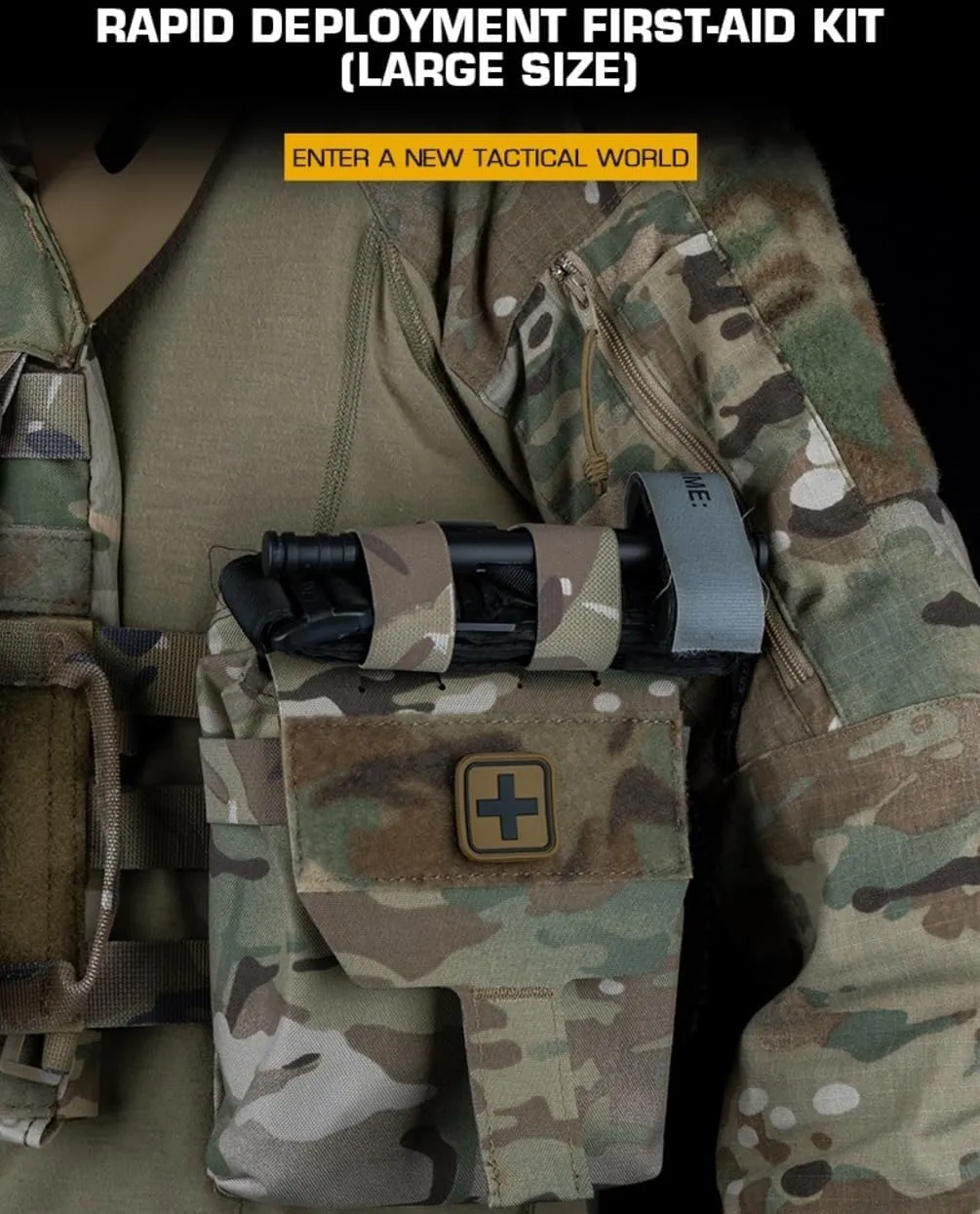 Quick Release MOLLE First Aid Medical Kit Tactical Magazine Pouch Suitable for Airsoft Paintball Shooting Camping Hunting (CP)