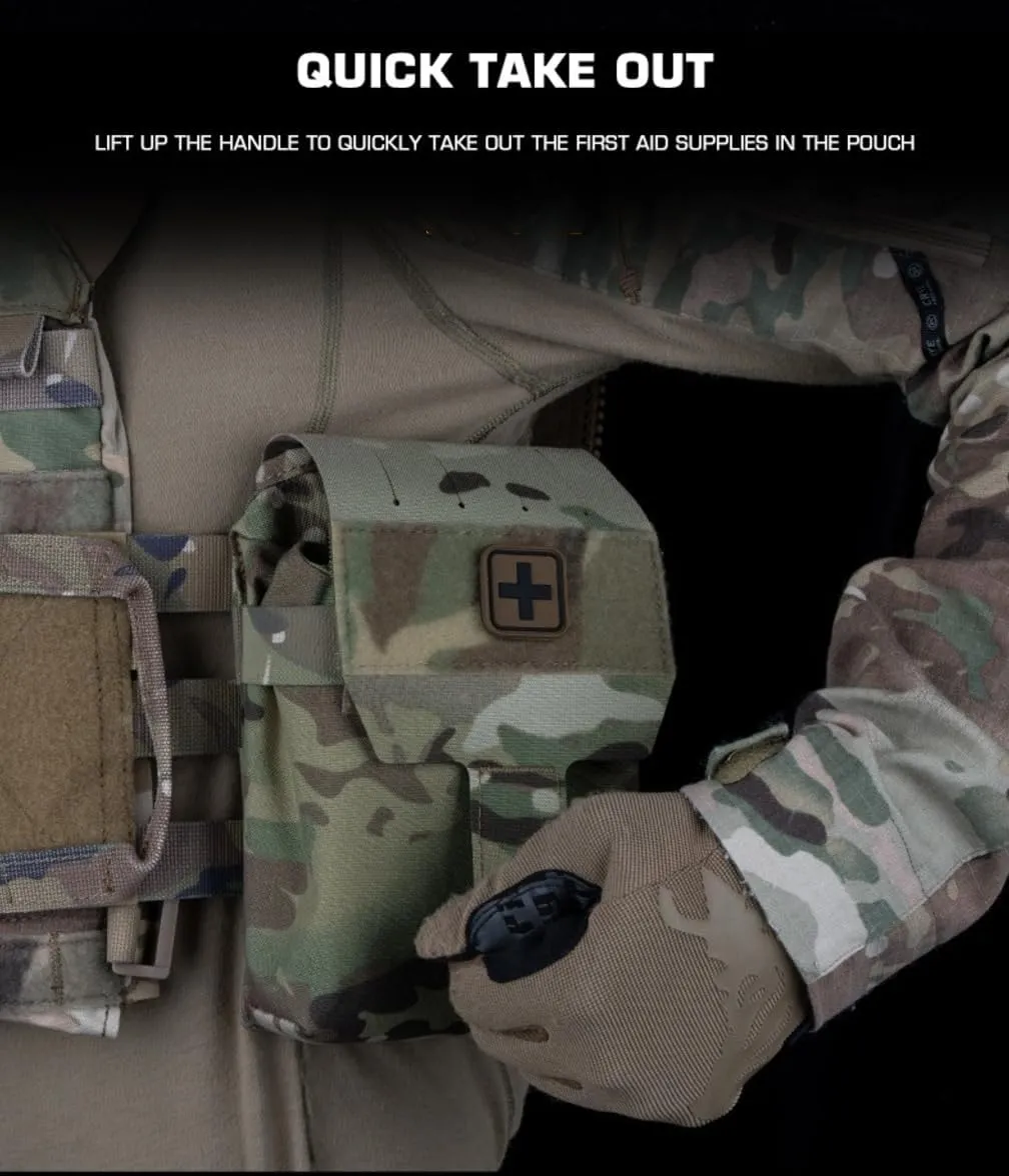 Quick Release MOLLE First Aid Medical Kit Tactical Magazine Pouch Suitable for Airsoft Paintball Shooting Camping Hunting (CP)