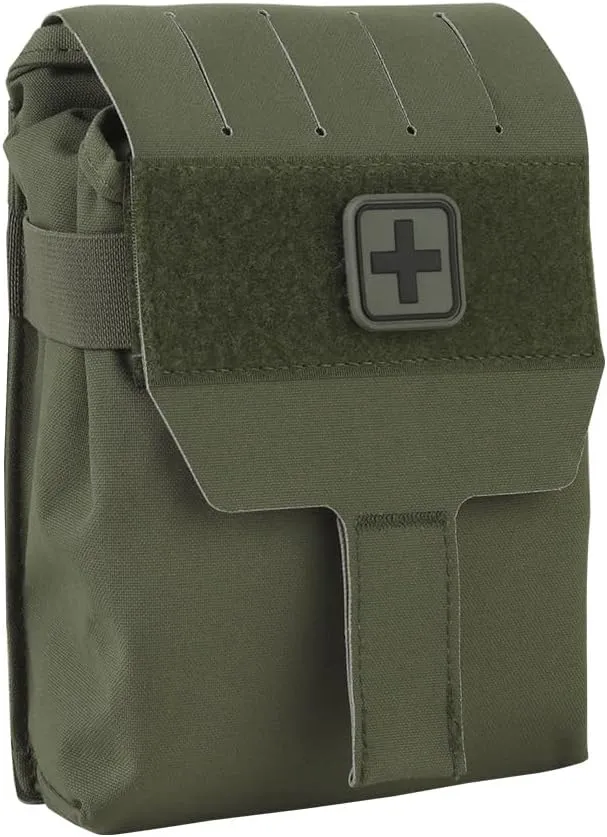 Quick Release MOLLE First Aid Medical Kit Tactical Magazine Pouch Suitable for Airsoft Paintball Shooting Camping Hunting (Green)