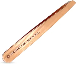 "Rose DE REVEL Stainless Steel Precision Tweezers - Professional Eyebrow Hair Removal Tool for Facial and Ingrown Hairs - Compact and Rust-Resistant (Small)"