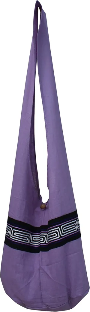 RaanPahMuang Brand Yaam Monks Cotton Shoulder Bag with Chinese Grain Line Motif