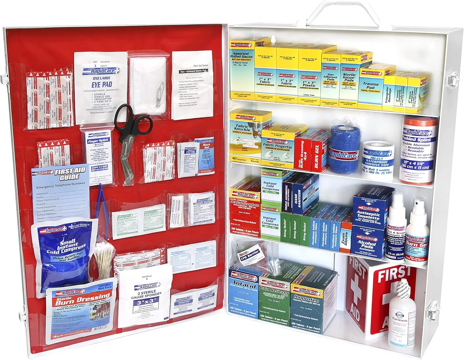 Rapid Care First Aid Cabinet and Band-Aid Brand Adhesive Bandages Variety Pack | First Aid Kit and Bandages Bundle
