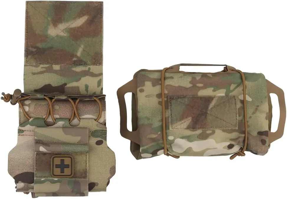 Rapid Tear-Away First Aid Kit Pack Two-Piece System Tactical IFAK Pouch Medical Pouches Emergency Survival Bag Mounted by hook & Loop