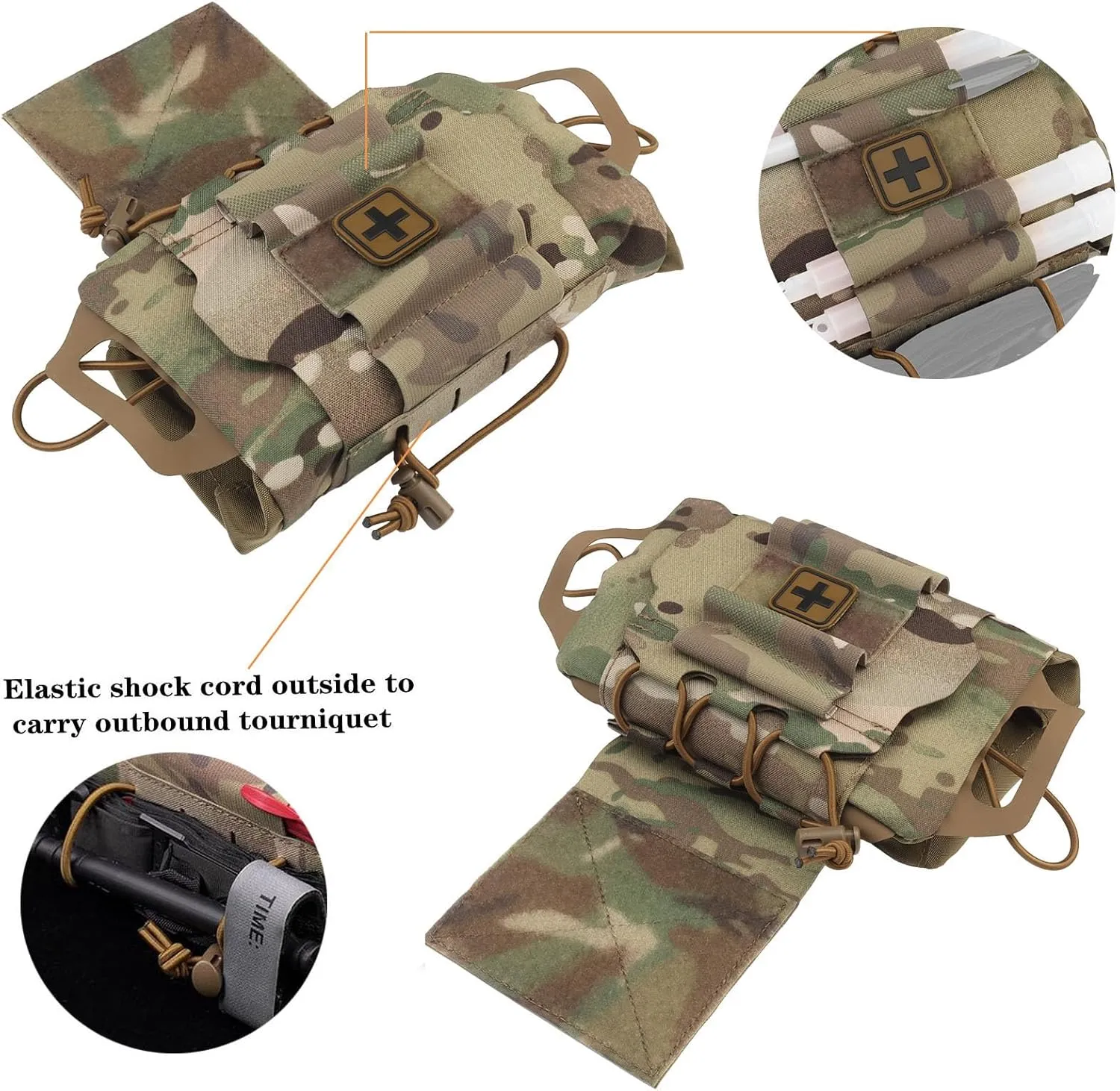 Rapid Tear-Away First Aid Kit Pack Two-Piece System Tactical IFAK Pouch Medical Pouches Emergency Survival Bag Mounted by hook & Loop