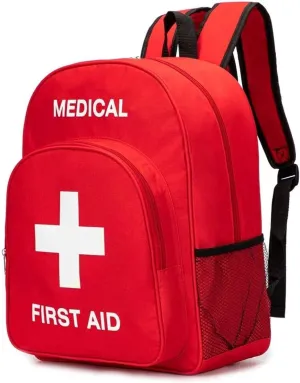 Red First Aid Bag Empty First Aid Backpack Empty Medical Storage Bag for First Aid Kits Pack Emergency Hiking Backpacking Camping Cycling Travel Car
