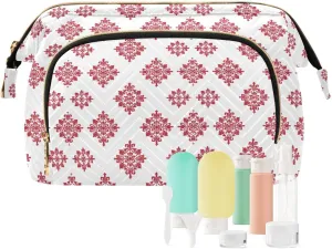 Red Snowflake Classical Chinese Toiletry Bag Zipper Travel Makeup Bags Cosmetic Bags For Purse for Personal Items Organizer
