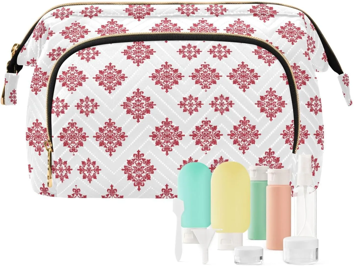 Red Snowflake Classical Chinese Toiletry Bag Zipper Travel Makeup Bags Cosmetic Bags For Purse for Personal Items Organizer