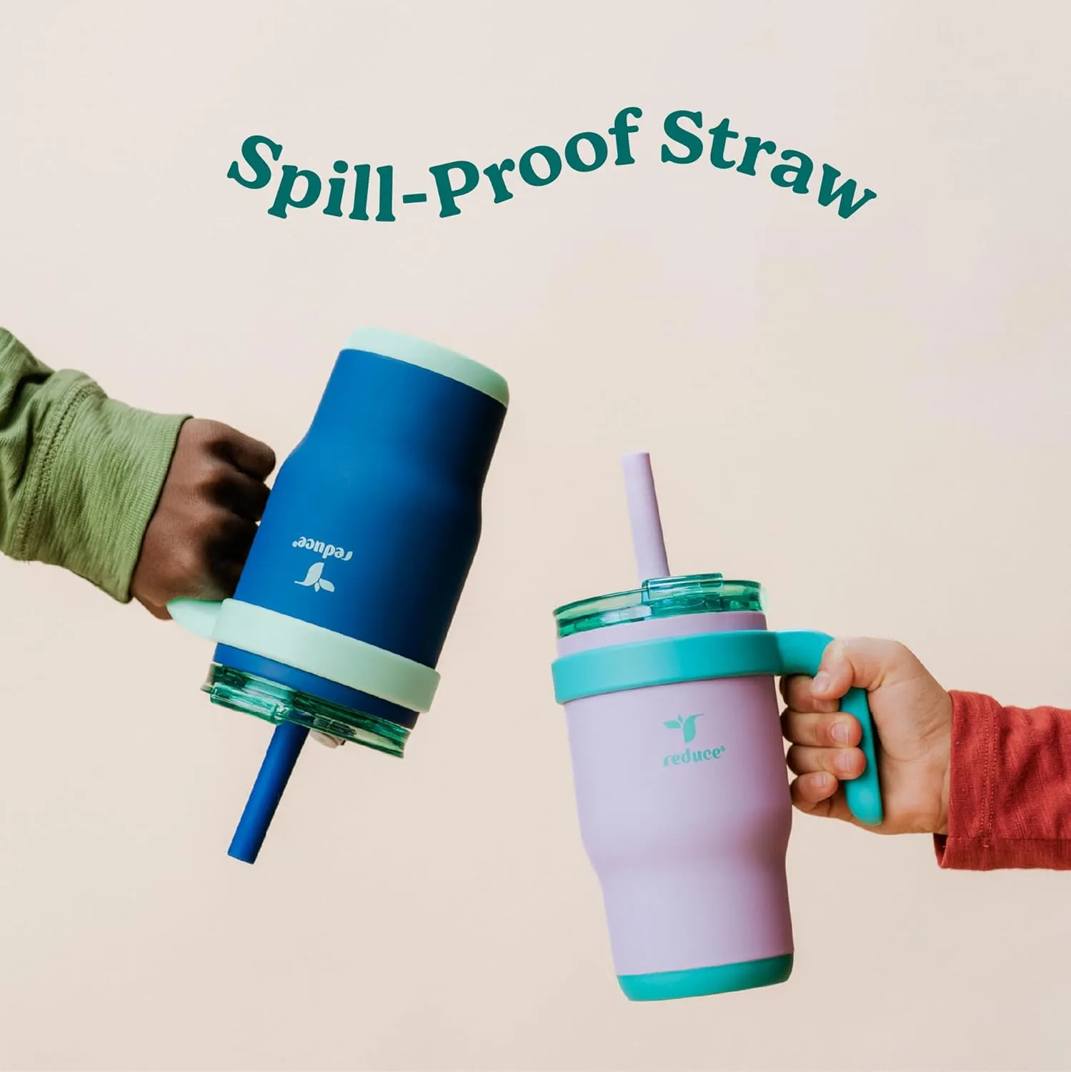 REDUCE 14 Oz Coldee Kids Tumbler with Lid and Straw - Coldee Insulated Travel Mug - Spill-Proof, Sweatproof Stainless Steel, BPA-Free - Includes Handle, Reusable Silicone Straw - Unicorn Magic