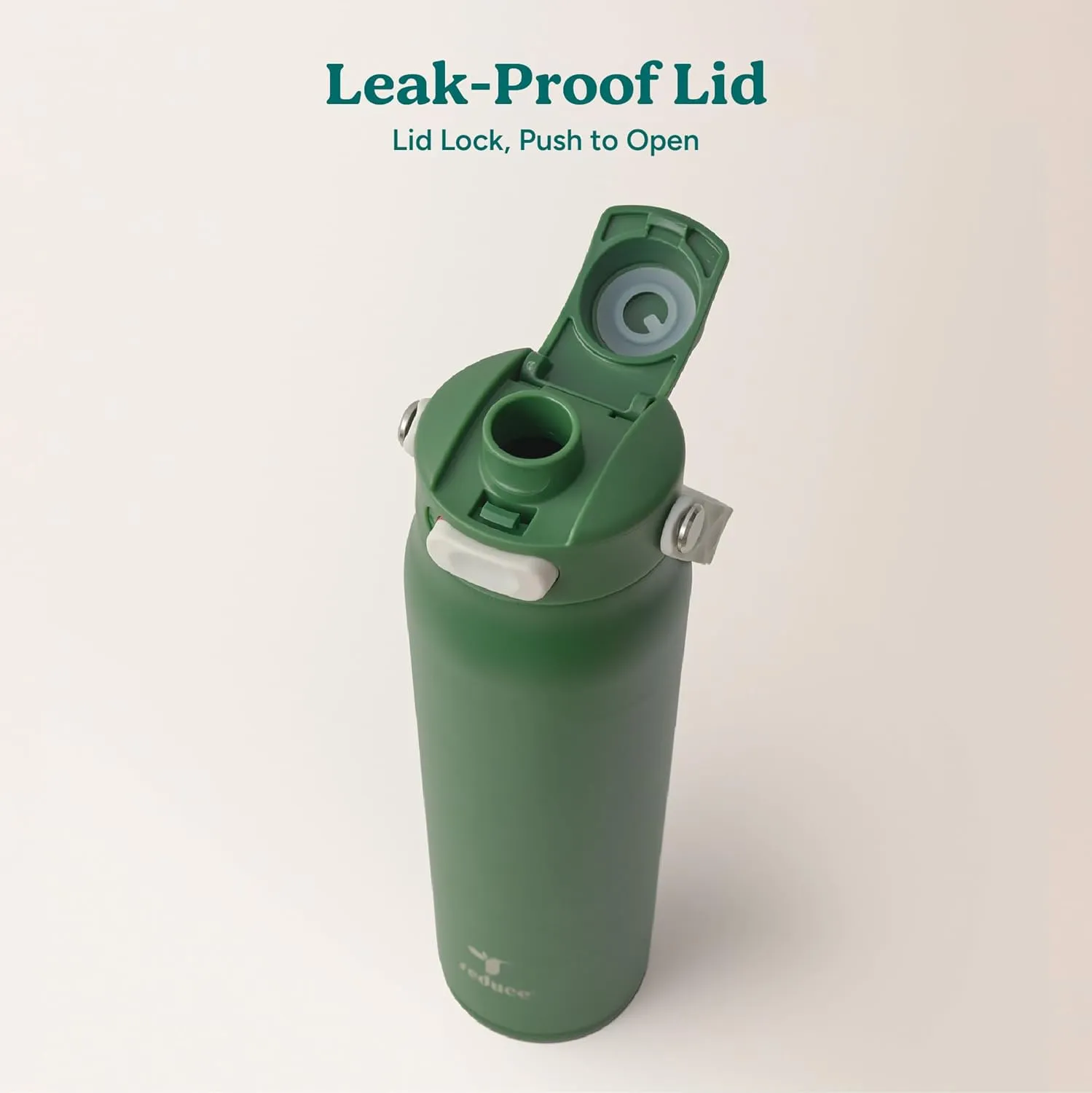 REDUCE Aura Vacuum Insulated 26 oz Water Bottle - Leak-Proof & Chug Spout for Quick Hydration - Keeps Drinks Cold for 30 Hours - Removable Handle for Travel or Gym - Soft Sit Base - Fairway Green