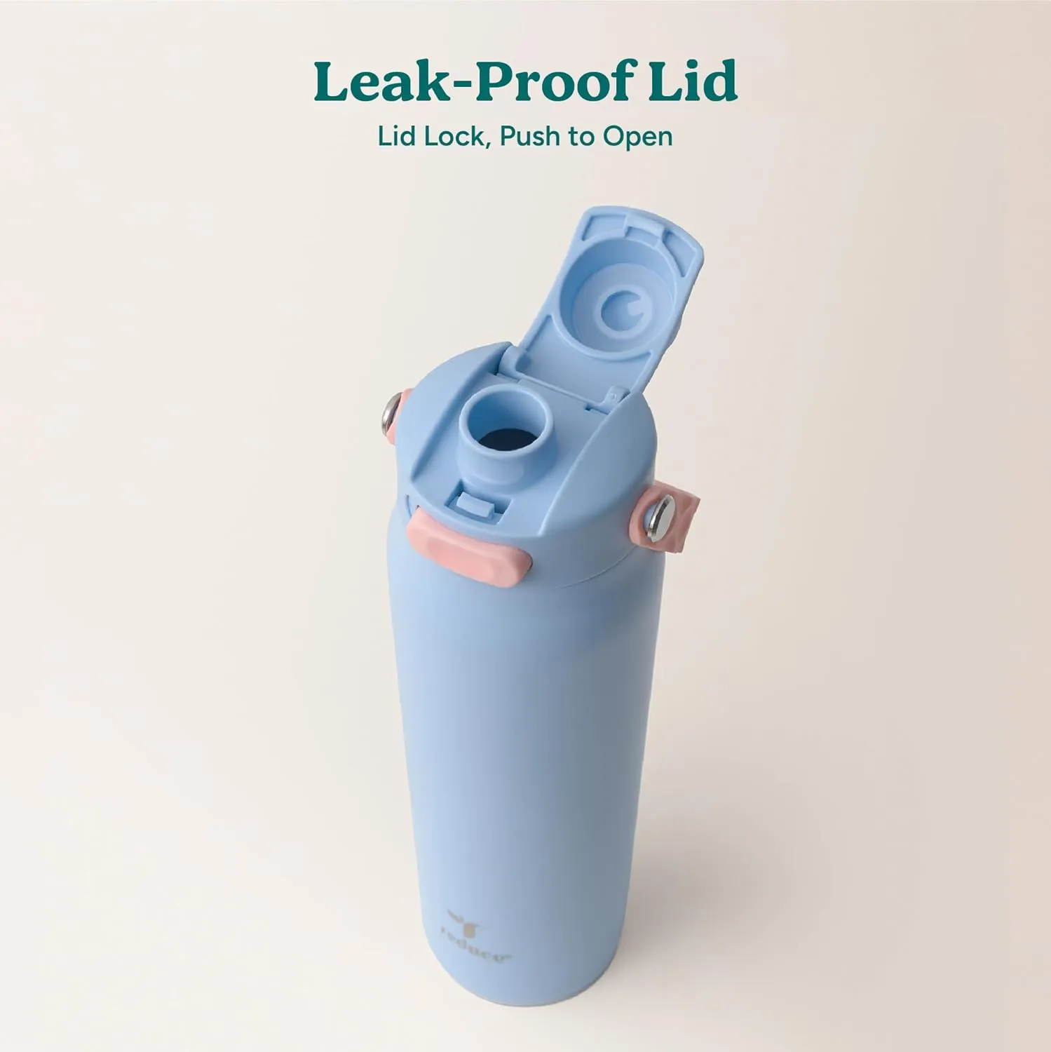 Reduce Aura Vacuum Insulated 26 oz Water Bottle - Leak-Proof & Chug Spout for Quick Hydration - Keeps Drinks Cold for 30 Hours - Removable Handle for Travel or Gym - Soft Sit Base - Glacier