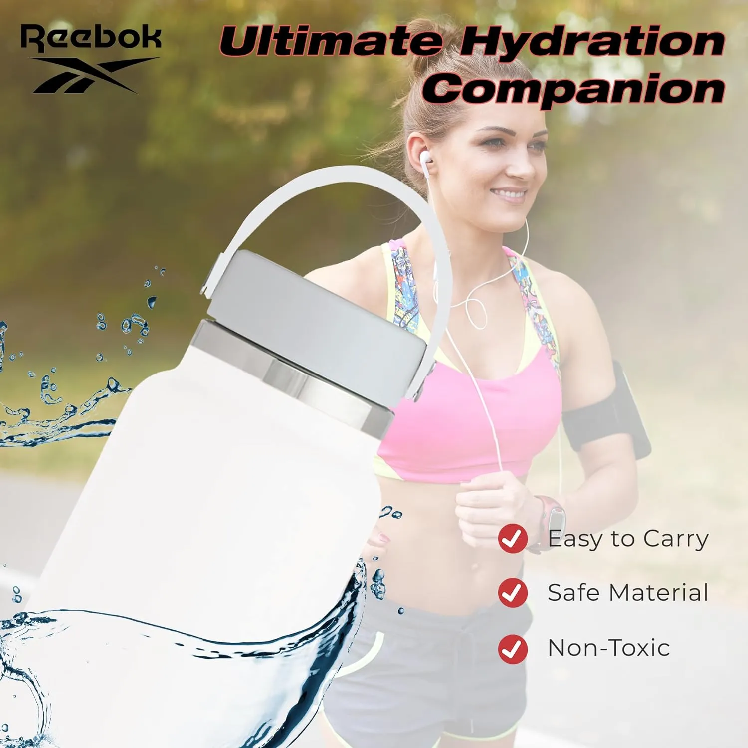 Reebok Stainless Steel Wide Mouth Water Bottle With Flex Cap For Outdoor - 32 oz - Double Wall Vacuum Insulated Sports Water Bottle With Silicone Sleeves, BPA Free (White)