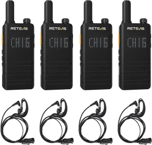 Retevis B3H Walkie Talkies with Earpiece, New Version of RT22(3.0), Lightweight, Channel Display, Emergency Alarm,USB-C,1620mAh Battery, Rechargeable Two Way Radios for Retail Resturant (4 Pack)