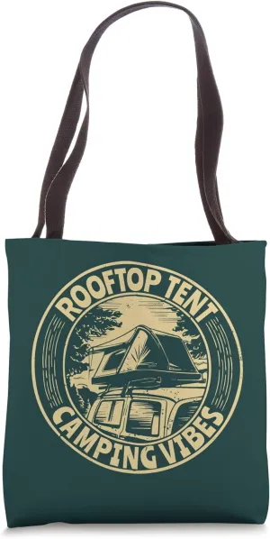 Retro Rooftop Tent Camping Vibes Badge Design Tote Bag