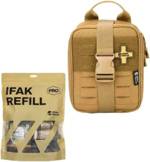 RHINO RESCUE bundle-17PCS Trauma Refill Kit Emergency Medical Supplies Combat IFAK Pack for Wound Care IFAK Trauma Kit with C-A-T Tourniquet, Tactical First Aid Kit Molle Pouch for Military