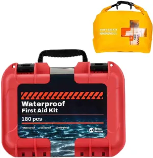 RHINO RESCUE Bundle-Waterproof Marine First Aid Kit for Boat Durable First Aid Box for Crews Waterproof First Aid Kit, Lightweight Boat Dry Bag, Emergency Survival Supplies for Outdoor Kayak