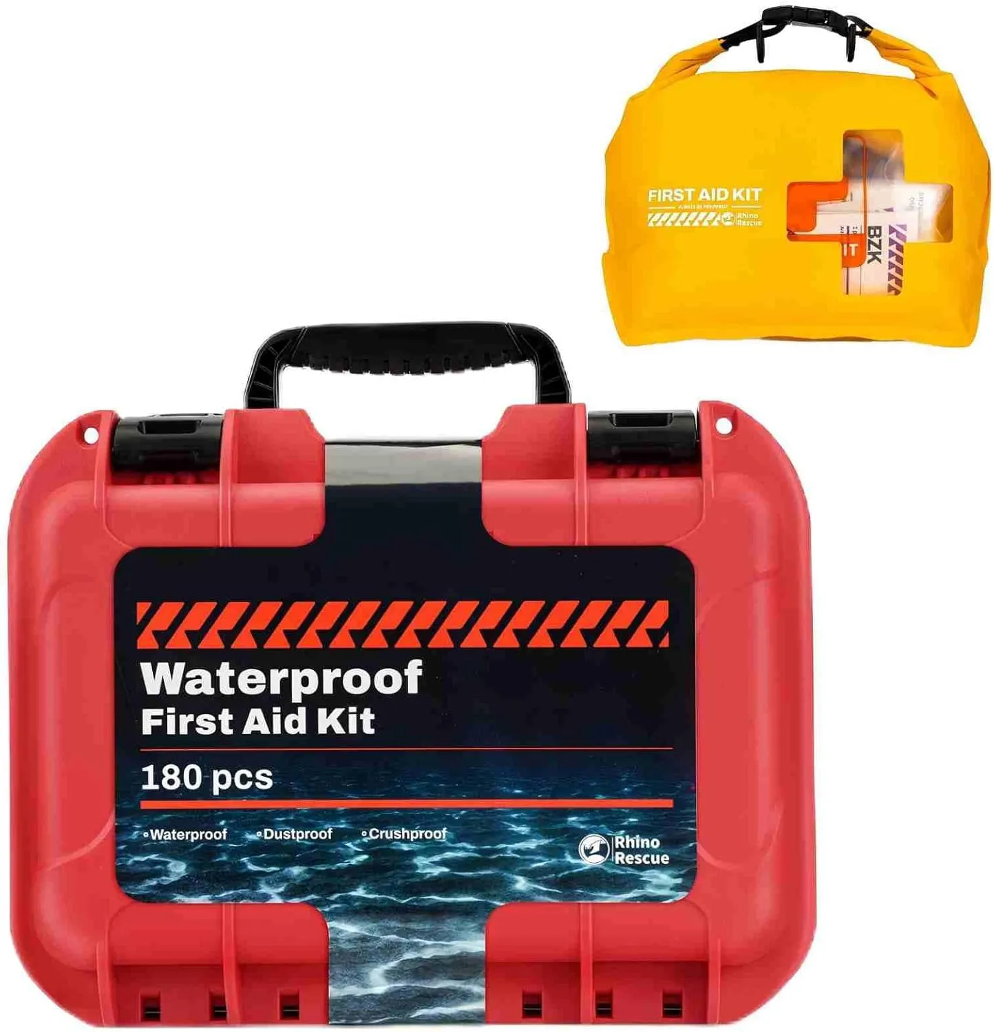 RHINO RESCUE Bundle-Waterproof Marine First Aid Kit for Boat Durable First Aid Box for Crews Waterproof First Aid Kit, Lightweight Boat Dry Bag, Emergency Survival Supplies for Outdoor Kayak