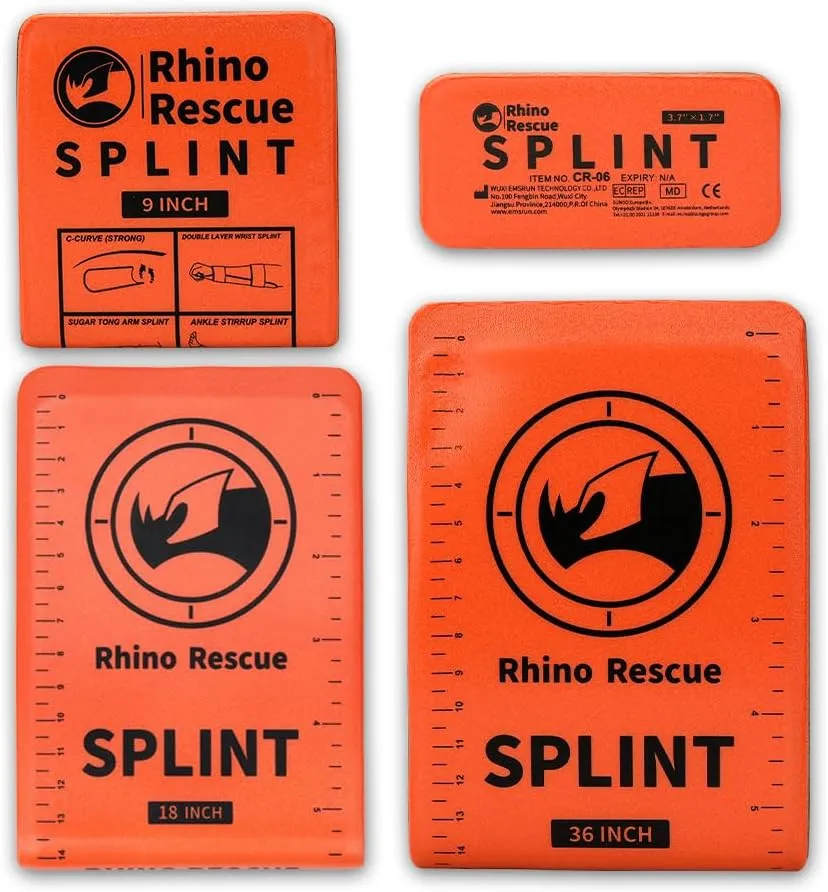 RHINO RESCUE First Aid Splint 36" X 4.3" Orange-Gray, Keep Bones in Position (4, Splint Bundle)