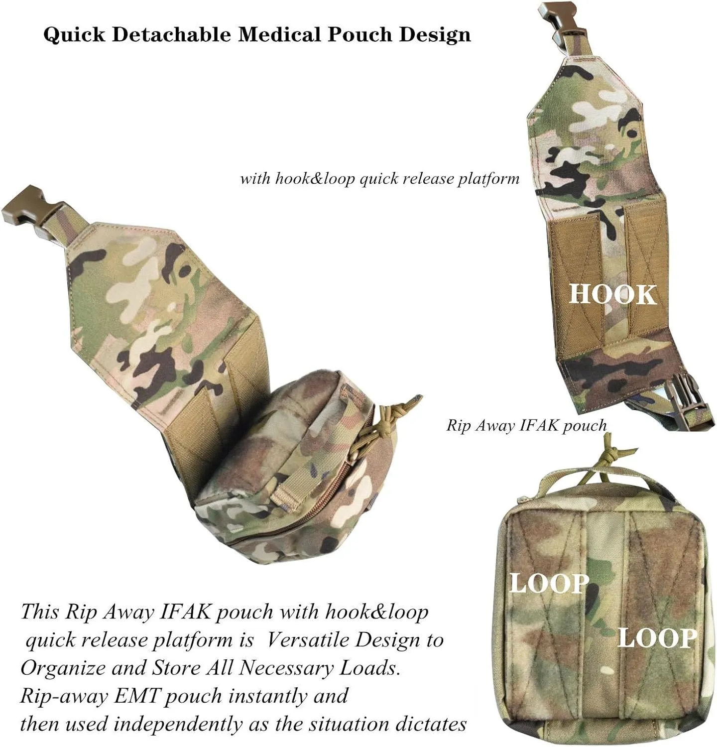 Rip-Away IFAK EMT Pouch Tear Off Quick Release Medical First Aid Bag