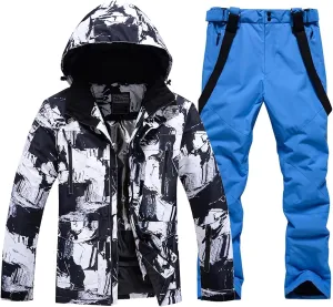 RIUIYELE Men's Ski Jacket and Pants Set Insulated Waterproof Snowsuits Winter Warm Outdoor Skiing Snowboard Jackets for Men