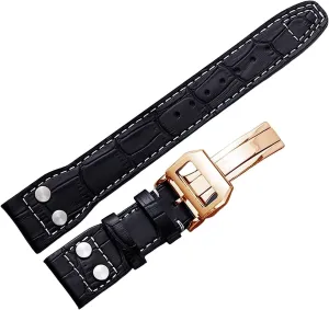 Rivet cow leather wristband For IWC Pilot Mark series Watch band genuine leather strap accessories 22mm