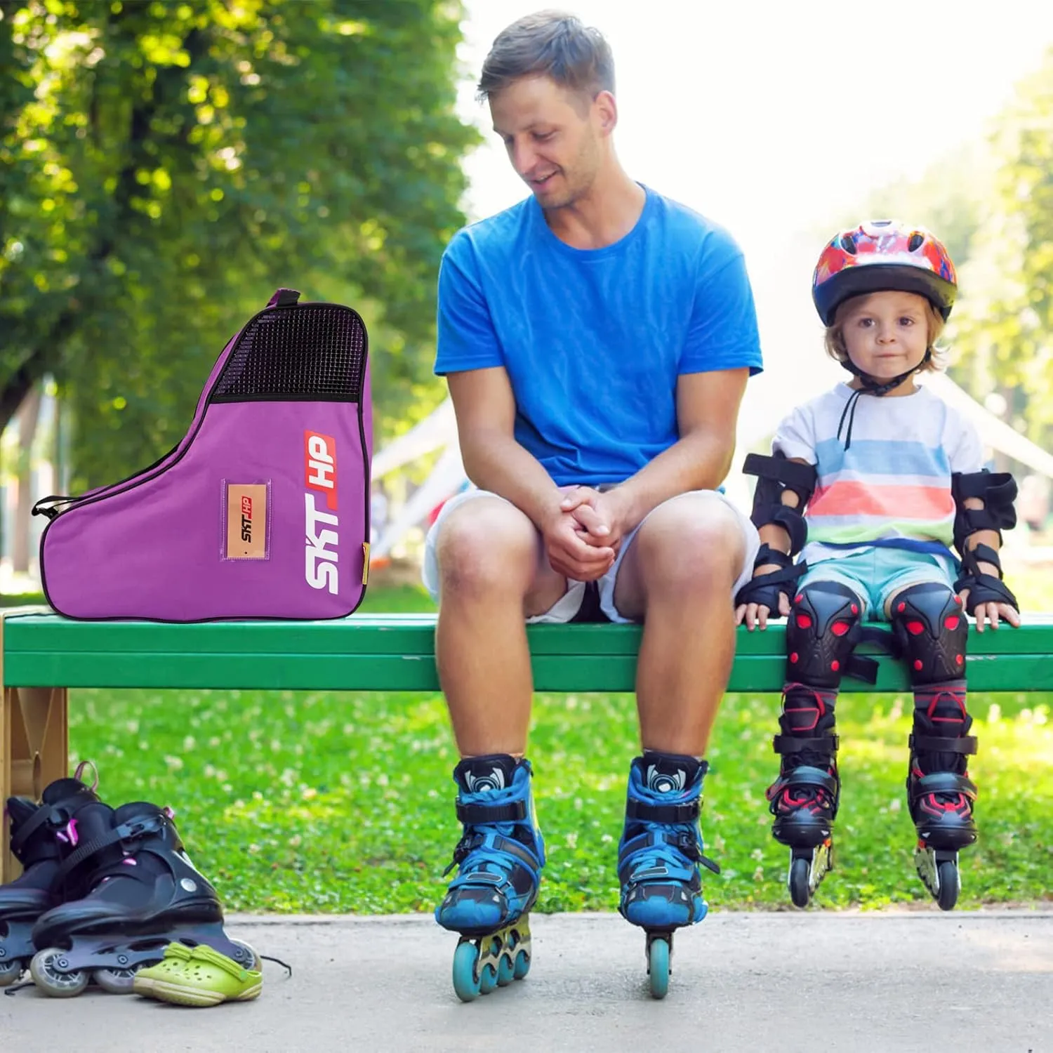 Roller Skate Bag with Adjustable Shoulder Strap for Kids and Adults to Hold Inline Skates and Knee Pads
