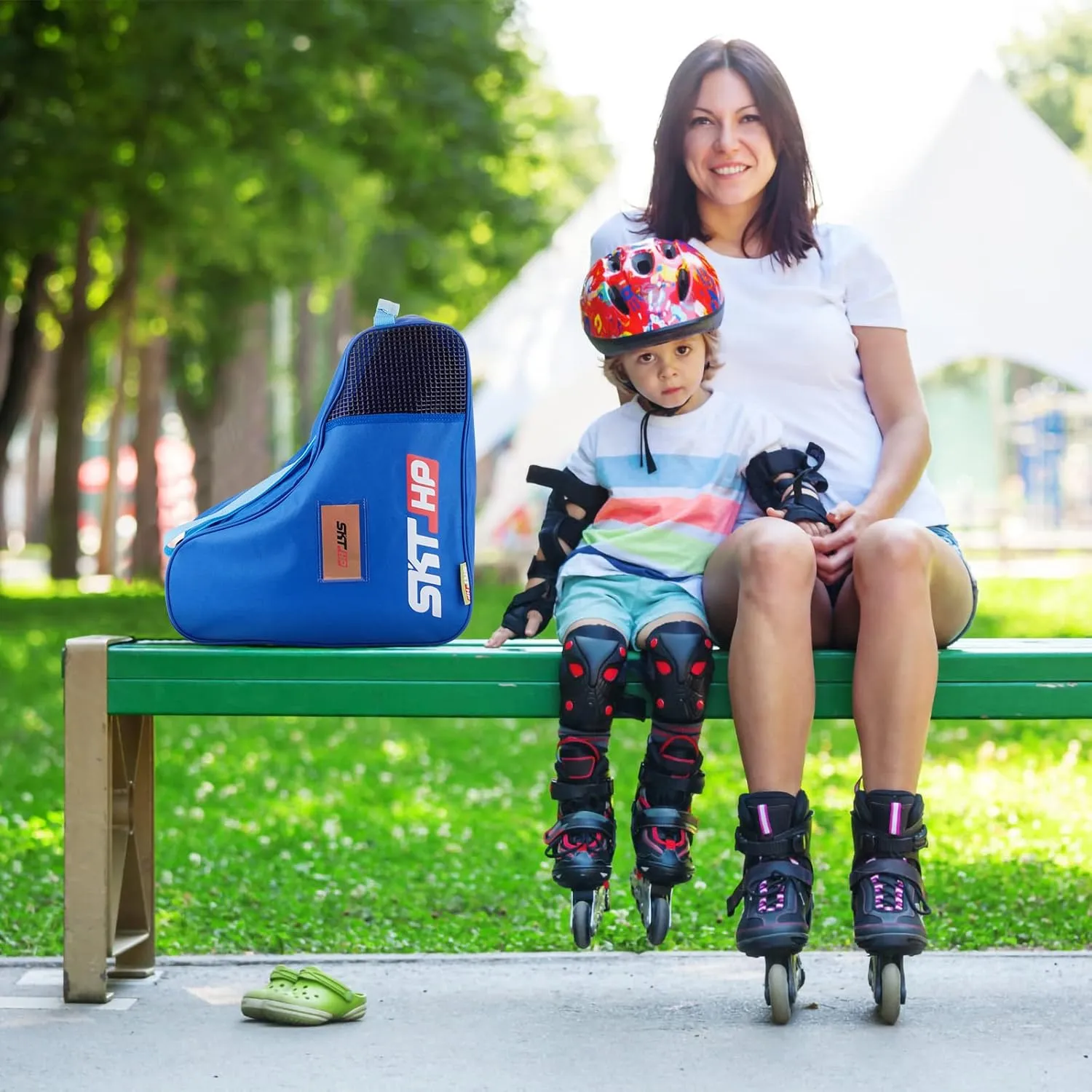 Roller Skate Bag with Adjustable Shoulder Strap for Kids and Adults to Hold Inline Skates and Knee Pads