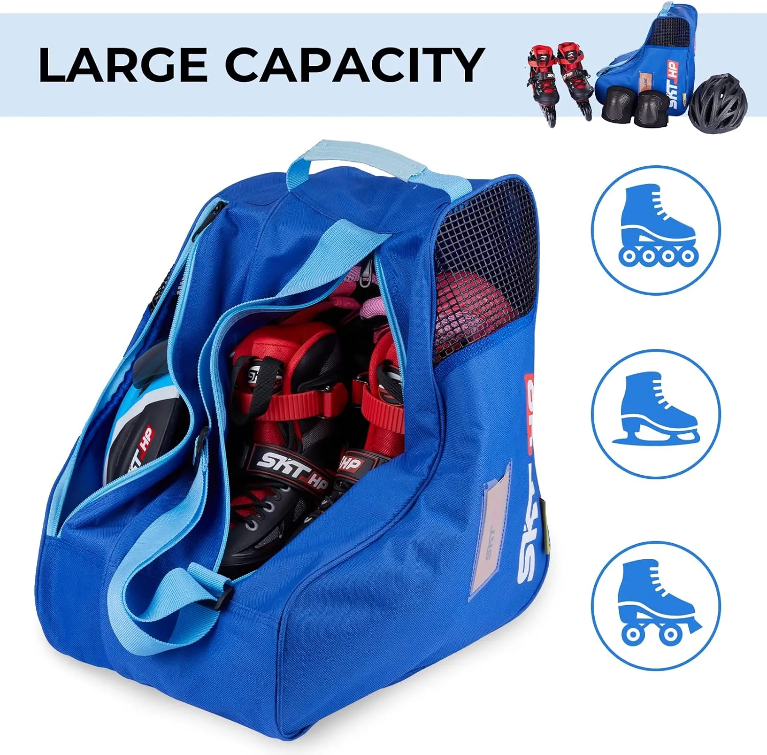Roller Skate Bag with Adjustable Shoulder Strap for Kids and Adults to Hold Inline Skates and Knee Pads