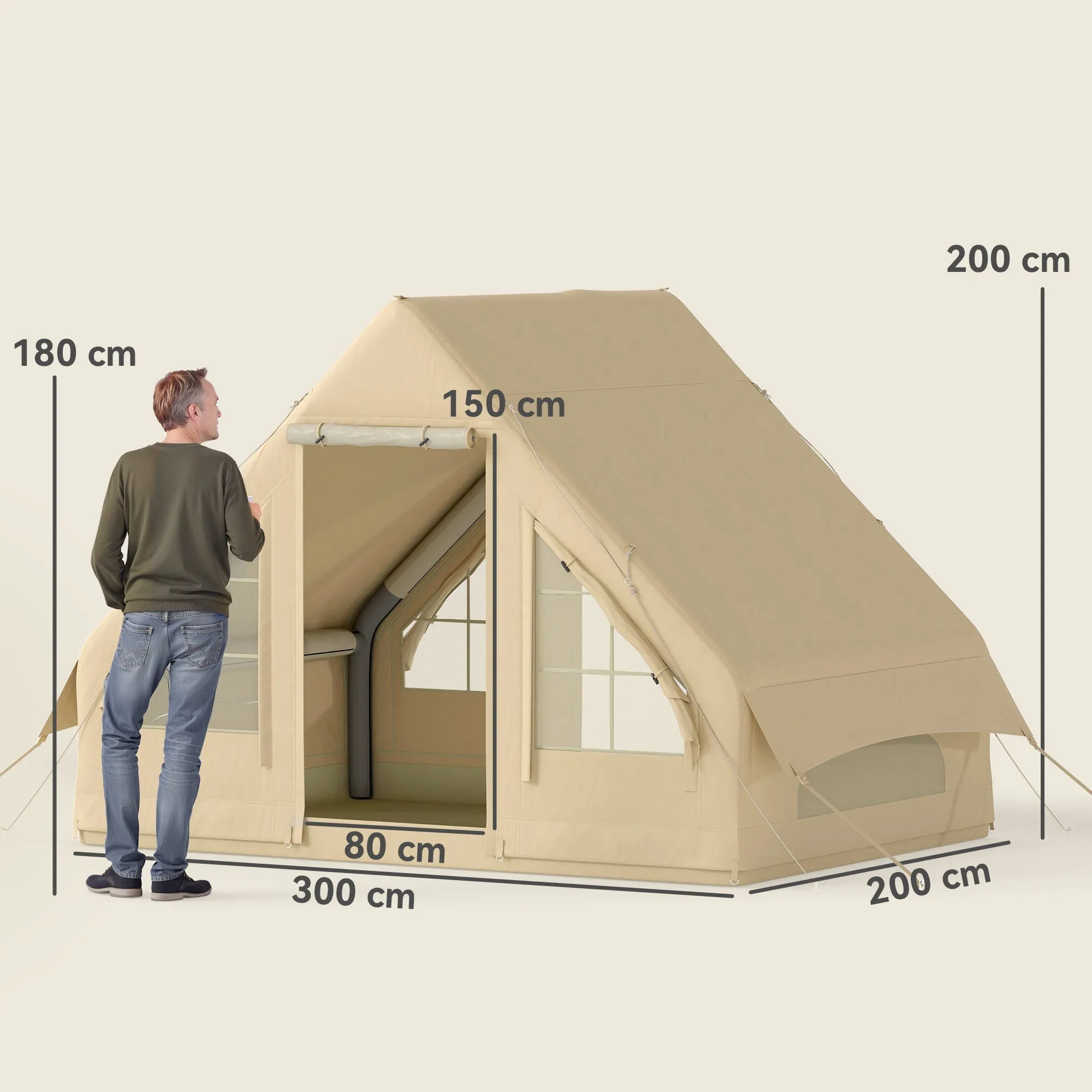 Rootz Inflatable Camping Tent - Sleeping Tent - Glamping Tent - Waterproof - 300x200x200cm - Easy Setup in 5 Min