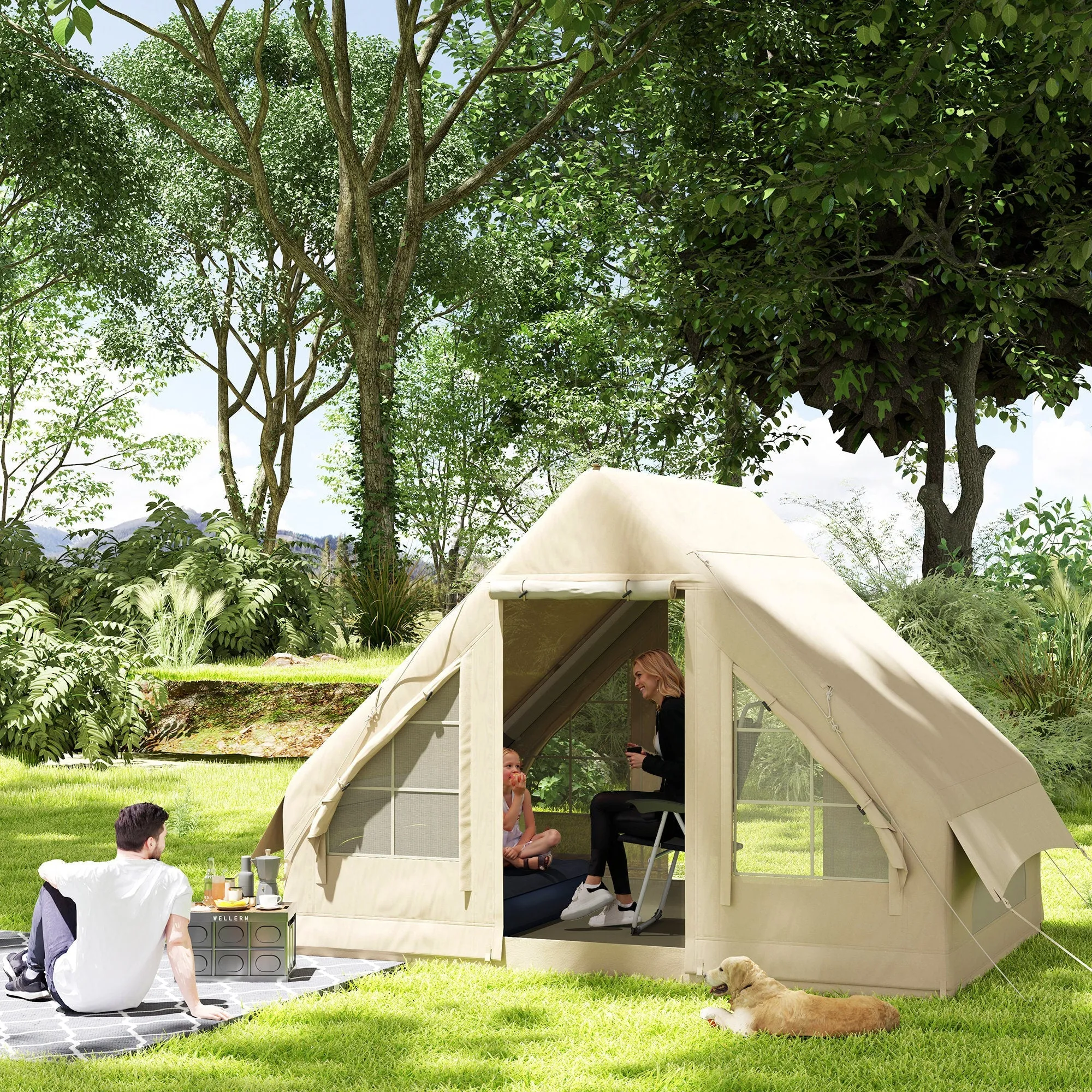 Rootz Inflatable Camping Tent - Sleeping Tent - Glamping Tent - Waterproof - 300x200x200cm - Easy Setup in 5 Min