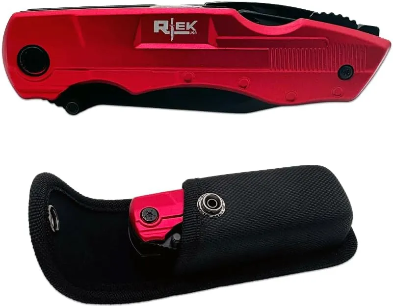 Rtek 4.5" Multi Tool Pocket Knife with Pliers Bottle Opener Screwdrivers & Sheath for Outdoor, Survival, EDC, Camping, and Every Day Carry, Gifts for Men (Red)