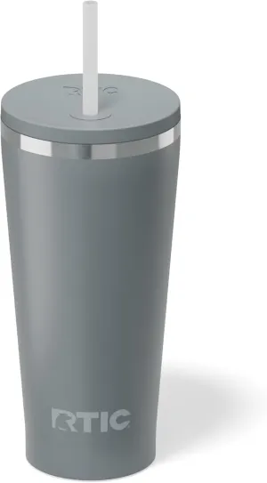 RTIC 20oz Everyday Tumbler Insulated Stainless Steel Portable Travel Coffee Cup with Straw, Spill-Resistant Lid, BPA-Free, Hot and Cold Drink, Ceramic Lining, Fog