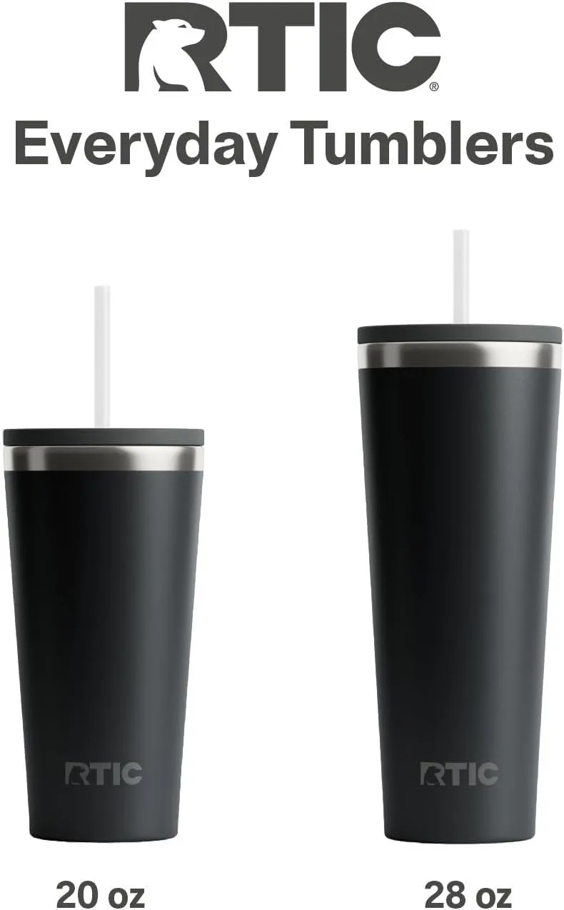 RTIC 28oz Everyday Tumbler Insulated Stainless Steel Portable Travel Coffee Cup with Straw, Spill-Resistant Lid, BPA-Free, Hot and Cold Drink, Ceramic Lining, Sage