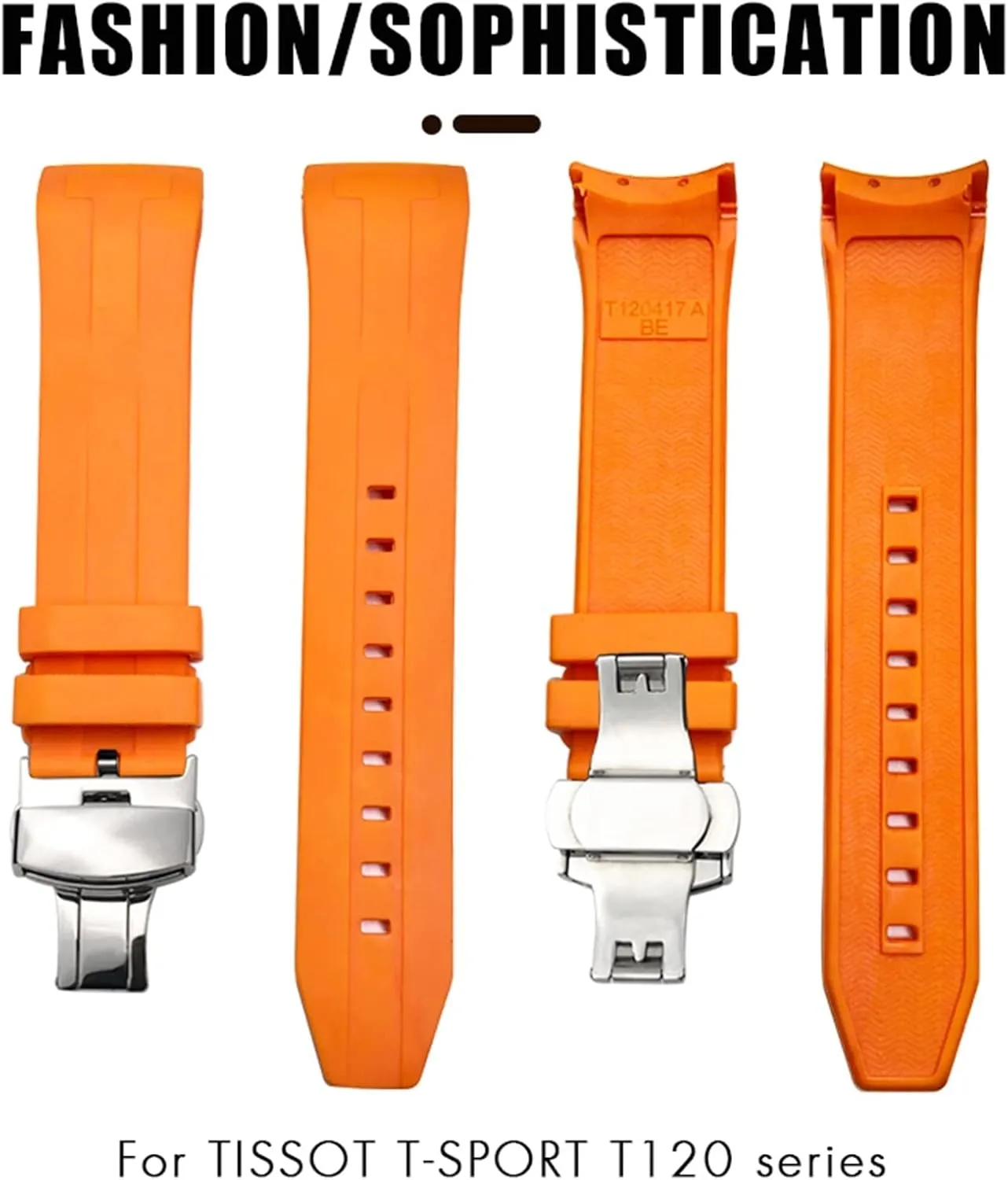 Rubber Silicone Watchband 22mm 21mm for Tissot T120417 Sea Star 1000 Series Orange Black Waterproof Diving Watch Strap produced in china