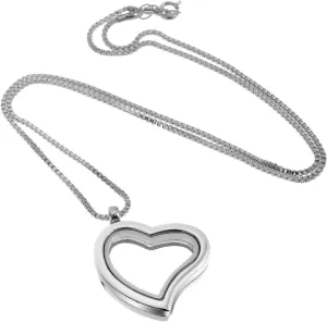 RUBYCA Living Memory Floating Charm Heart Glass Locket Pendant Necklace 20 Inches 5pcs Silver Color