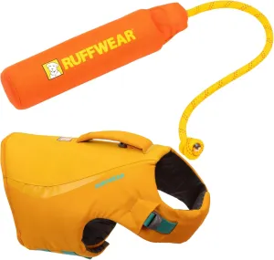 Ruffwear, Float Coat Dog Life Jacket & Lunker Toy Bundle – Adjustable Dog Life Vest for Swimming with Floating Tug Toy for Fetch & Water Play, for Small, Medium & Large Dogs, Wave Orange, Small
