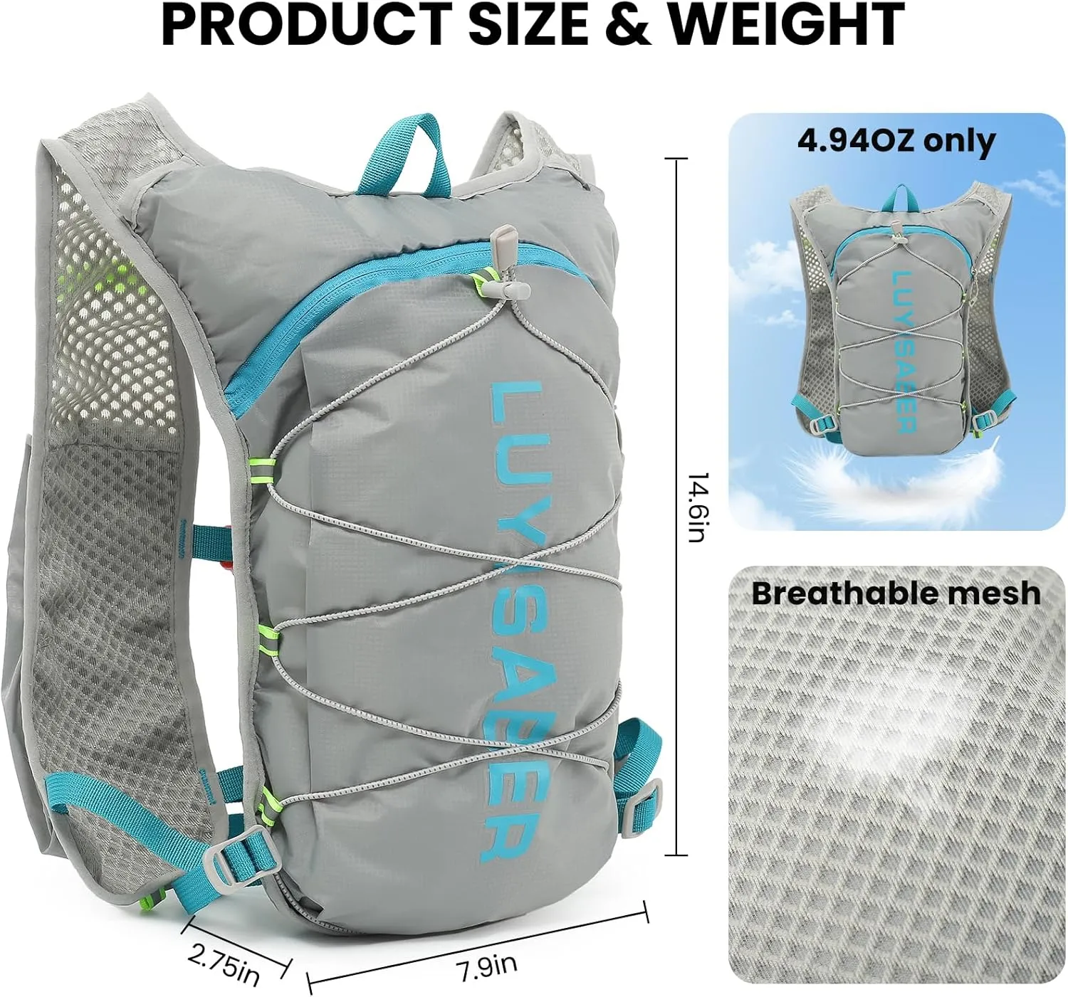 Running Vest Hydration Vest Lightweight Insulated Backpack for Marathon, Hiking, Outdoor Trail, Cycling, Men's and Women's Hydration Vest