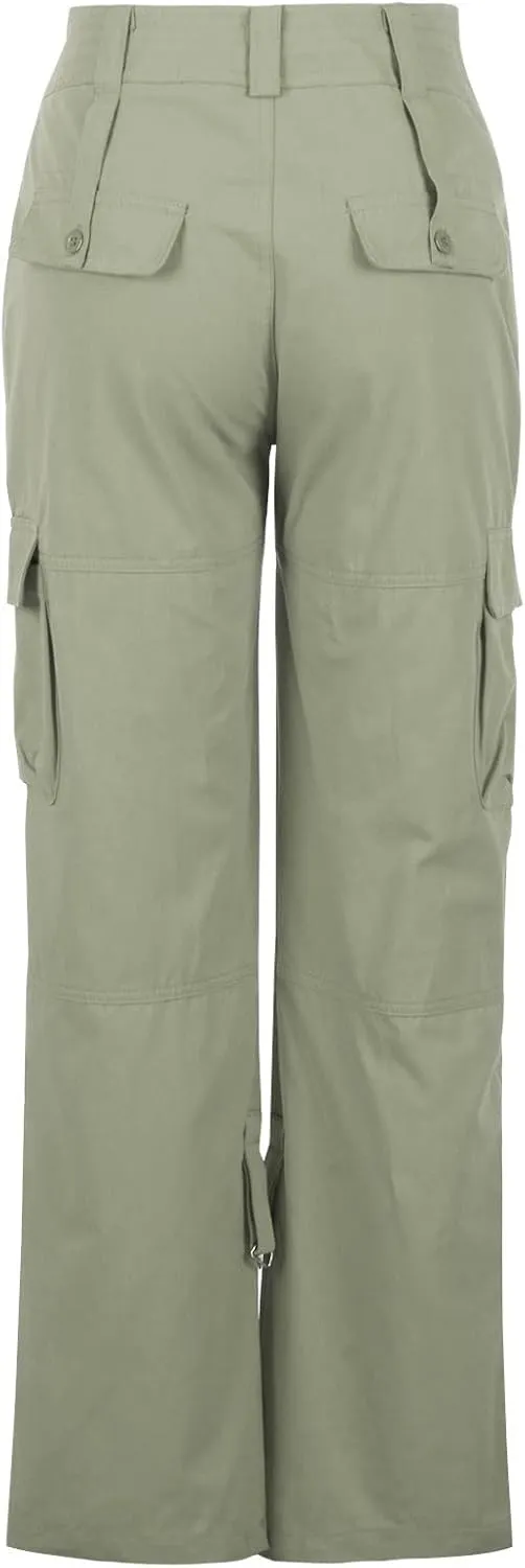 Ruziyoog Women's Tactical Cargo Pants High Waisted Hiking Tactical Army Combat Work Combat Military Trouser with Multi-Pocket