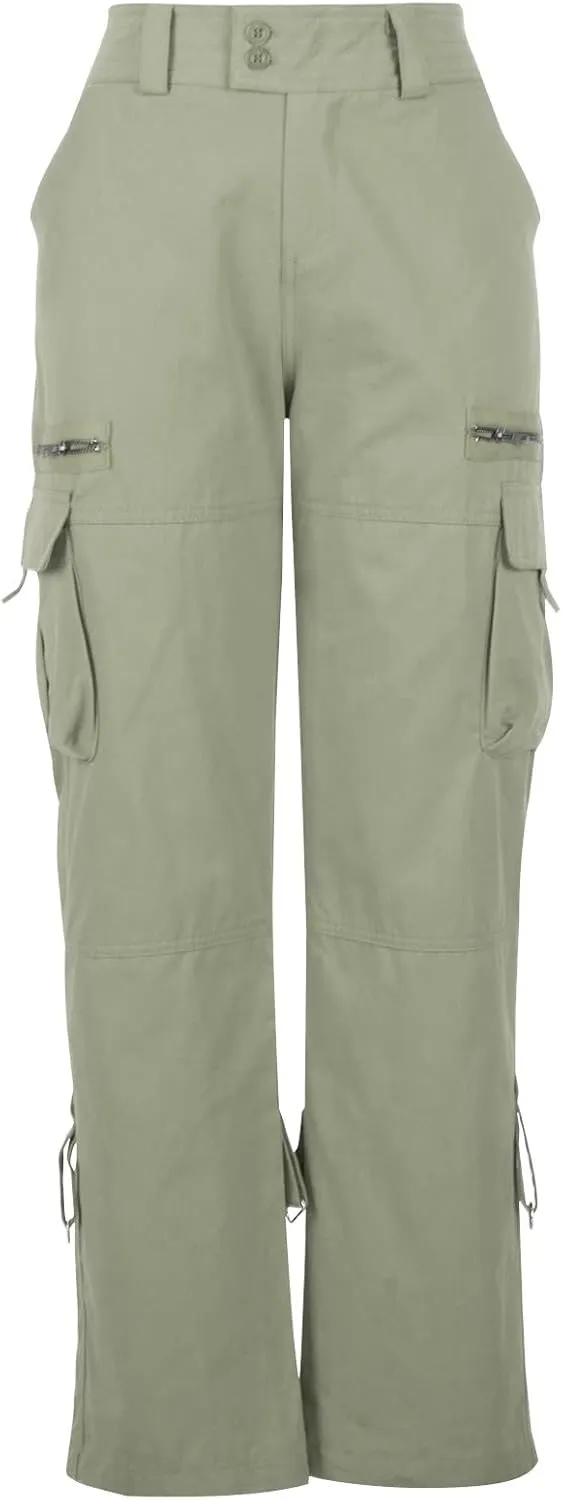 Ruziyoog Women's Tactical Cargo Pants High Waisted Hiking Tactical Army Combat Work Combat Military Trouser with Multi-Pocket
